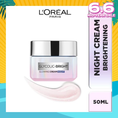 L'OREAL PARIS SKINCARE L'oreal Paris Glycolic Bright Glowing Night Cream 50ml (Contains brightening Glycolic Acid)