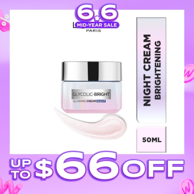 L'OREAL PARIS SKINCARE - L'oreal Paris Glycolic Bright Glowing Night Cream 50ml (Contains brightening Glycolic Acid)