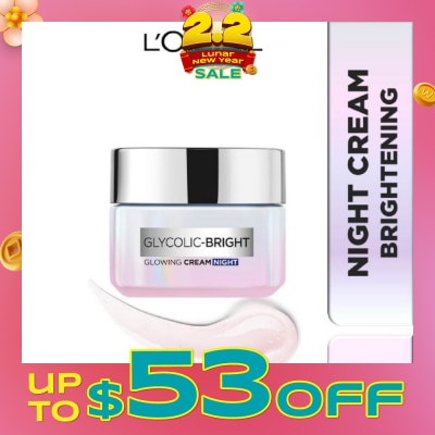 L'OREAL PARIS SKINCARE L'oreal Paris Glycolic Bright Glowing Night Cream 50ml (Contains brightening Glycolic Acid)