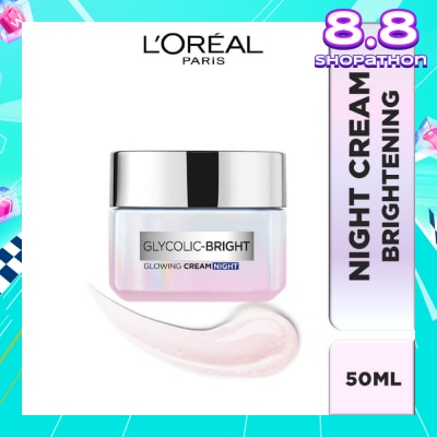 L'OREAL PARIS SKINCARE L'oreal Paris Glycolic Bright Glowing Night Cream 50ml (Contains brightening Glycolic Acid)