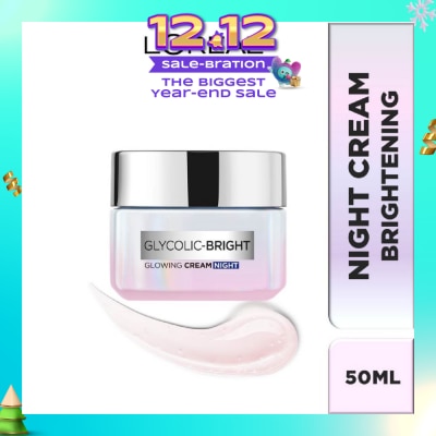 L'OREAL PARIS SKINCARE L'oreal Paris Glycolic Bright Glowing Night Cream 50ml (Contains brightening Glycolic Acid)