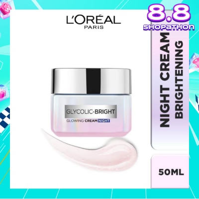 L'OREAL PARIS SKINCARE L'oreal Paris Glycolic Bright Glowing Night Cream 50ml (Contains brightening Glycolic Acid)