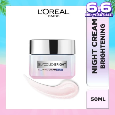 L'OREAL PARIS SKINCARE L'oreal Paris Glycolic Bright Glowing Night Cream 50ml (Contains brightening Glycolic Acid)