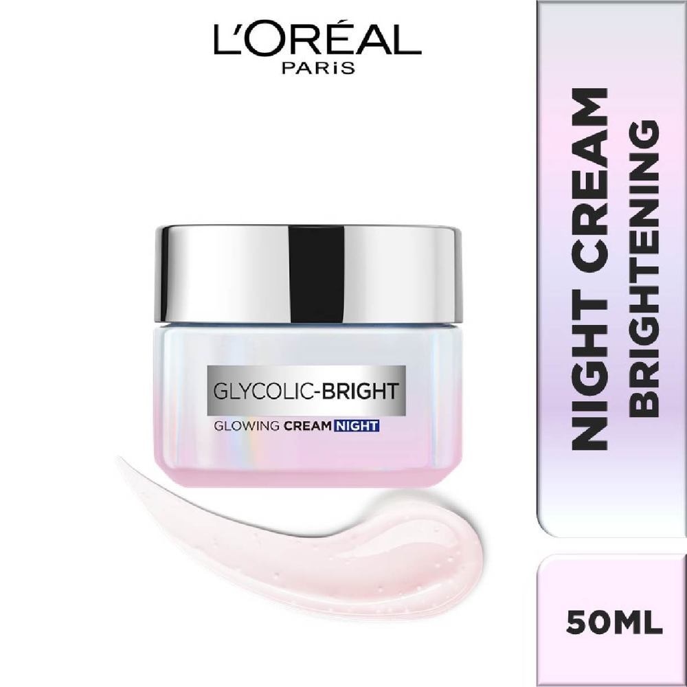 L'oreal Paris Glycolic Bright Glowing Night Cream 50ml (Contains brightening Glycolic Acid)<BR>