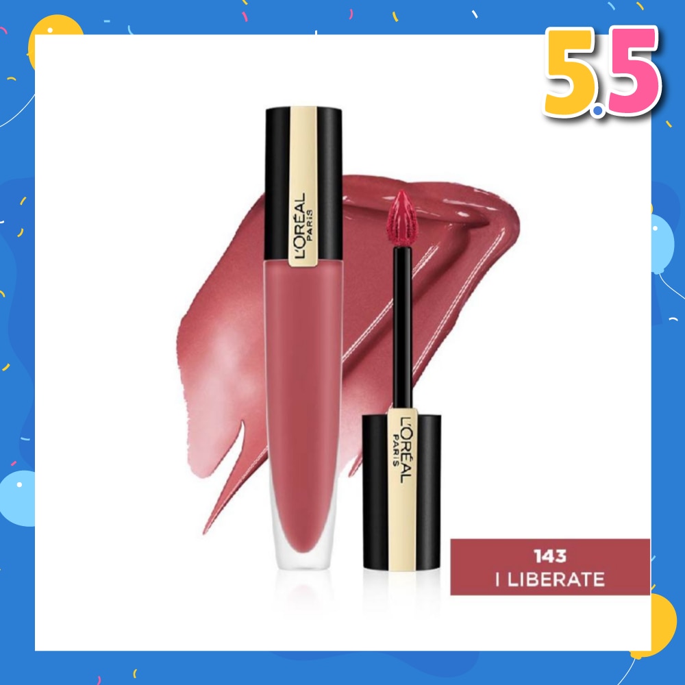 L'OREAL PARIS MAKEUP Rouge Signature Matte Lip Colour Liquid Lipstick 143 I Liberate 7ml