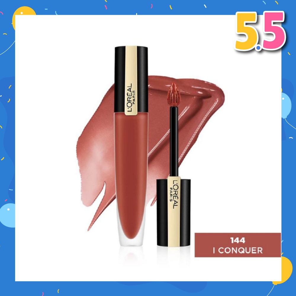 L'OREAL PARIS MAKEUP Rouge Signature Matte Lip Colour Liquid Lipstick 144 I Conquer 7ml