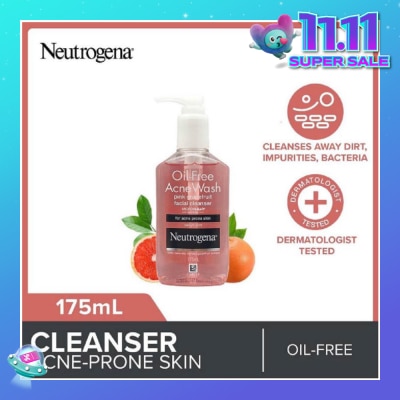 NEUTROGENA Oil Free Acne Wash Pink Grapefruit Facial Cleanser 175ml (Expiry: Aug`2026)