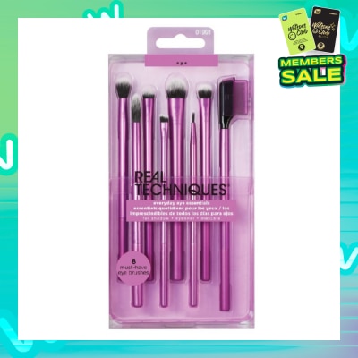 REAL TECHNIQUES No. 1991  Everyday Essentials Eye 8 Piece Eye Brush Packset (Suitable Use For Eyeshadow + Eyeliner + Mascara) 1s
