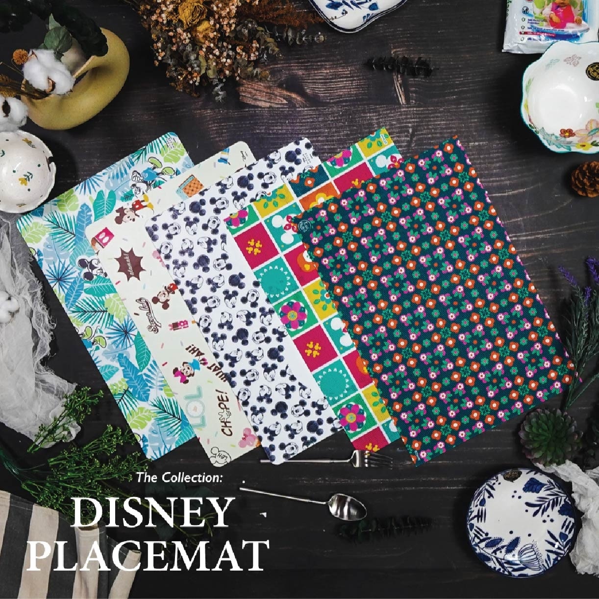 Mickey Peranakan Tiles Rectangle Wooven Placemat MSW811 Disney (Set of 2) 1s