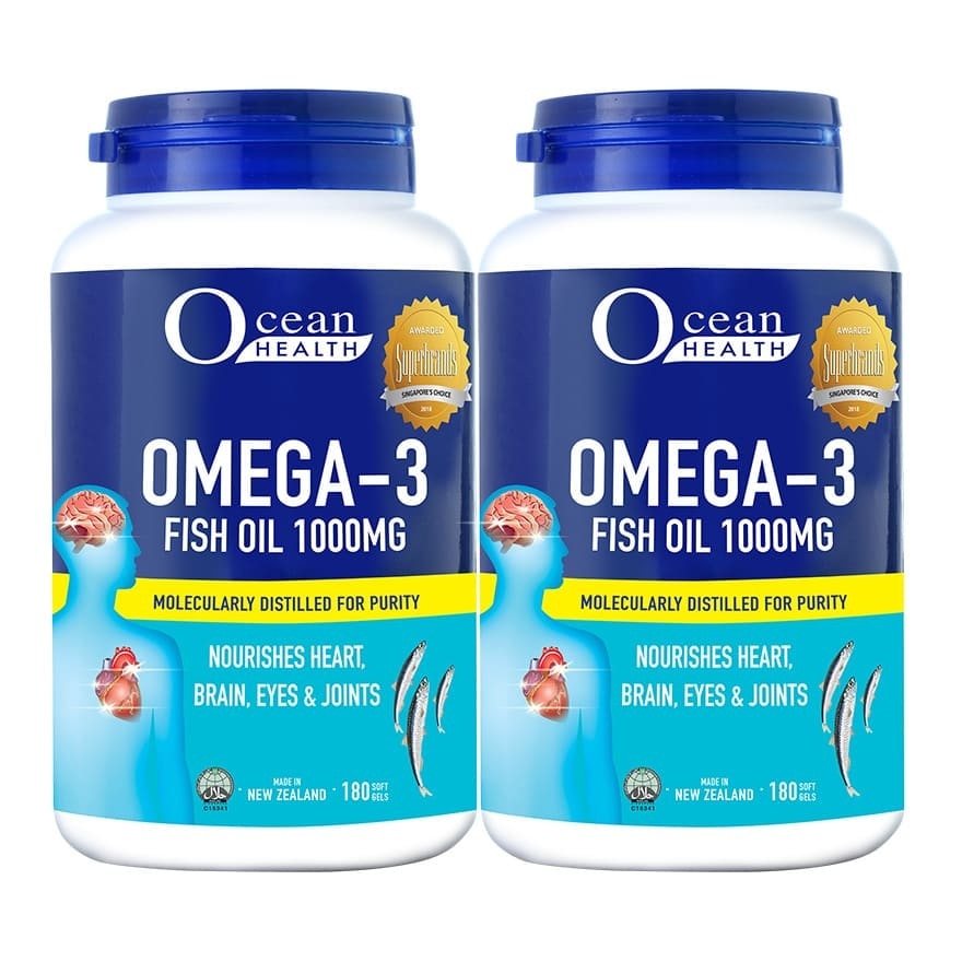 Omega-3 Fish Oil Softgel 1000mg Packset(For Heart, Brain, Eyes & Joints + Halal) 180s x 2