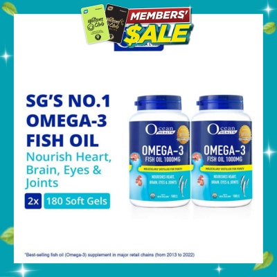 OCEAN HEALTH Omega 3 Fish Oil Softgel 1000mg Packset(For Heart, Brain, Eyes & Joints + Halal) 180s x 2 image