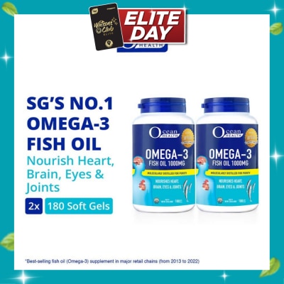 OCEAN HEALTH Omega 3 Fish Oil Softgel 1000mg Packset(For Heart, Brain, Eyes & Joints + Halal) 180s x 2 image