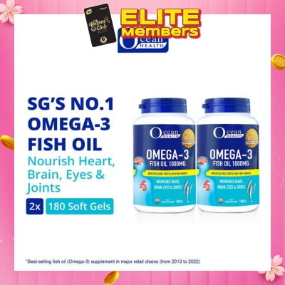 OCEAN HEALTH Omega-3 Fish Oil Softgel 1000mg Packset(For Heart, Brain, Eyes & Joints + Halal) 180s x 2