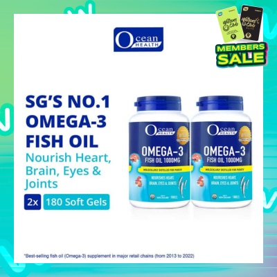 OCEAN HEALTH Omega-3 Fish Oil Softgel 1000mg Packset(For Heart, Brain, Eyes & Joints + Halal) 180s x 2
