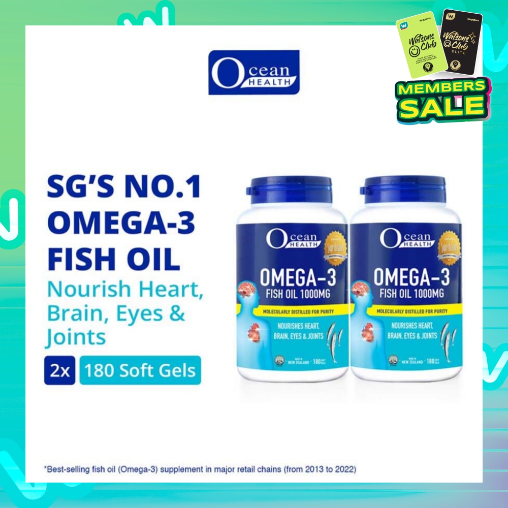 Omega-3 Fish Oil Softgel 1000mg Packset(For Heart, Brain, Eyes & Joints + Halal) 180s x 2