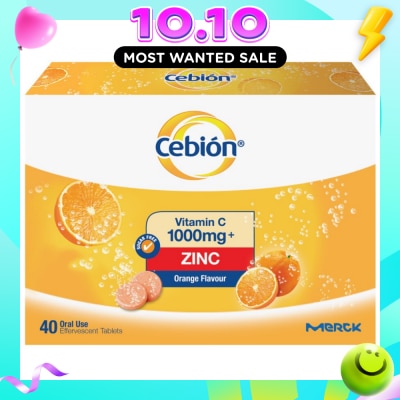 CEBION Vitamin C 1000mg + Zinc Effervescent Tablet Orange Flavour 40s image