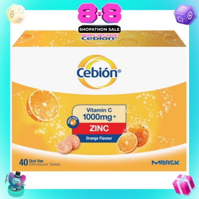 CEBION - Vitamin C 1000mg + Zinc Effervescent Tablet Orange Flavour 40s
