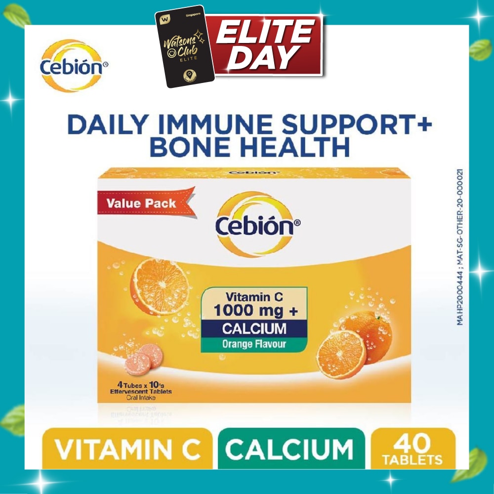 Vitamin C With Calcium Effervescent Tablets Orange Flavour 40s image