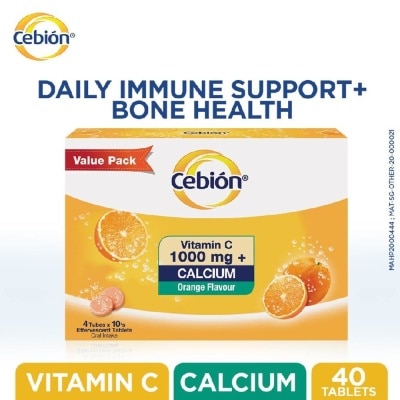 CEBION Vitamin C With Calcium Effervescent Tablets Orange Flavour 40s