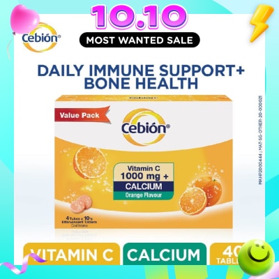 CEBION Vitamin C With Calcium Effervescent Tablets Orange Flavour 40s image