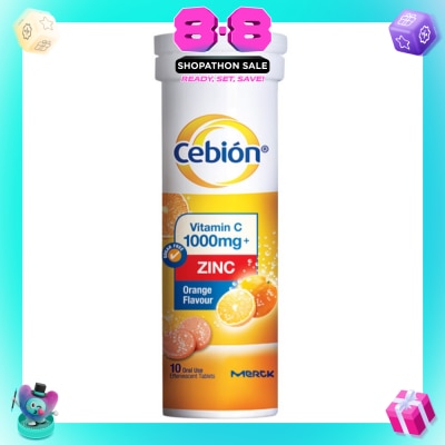 CEBION - Vitamin C + Zinc 1000mg Effervescent Tablets Orange Flavour 10s