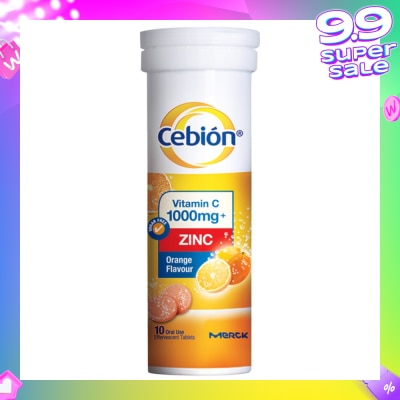 CEBION Vitamin C + Zinc 1000mg Effervescent Tablets Orange Flavour 10s
