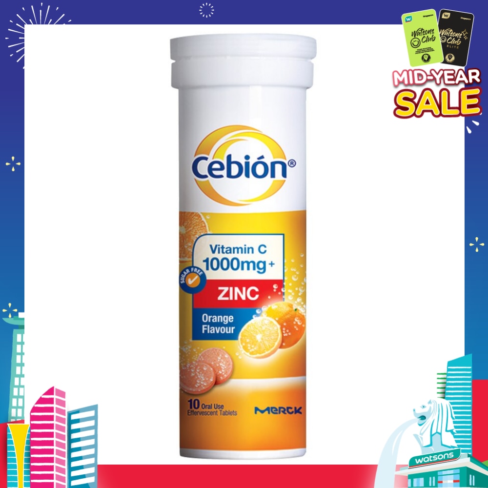 Vitamin C + Zinc 1000mg Effervescent Tablets Orange Flavour 10s