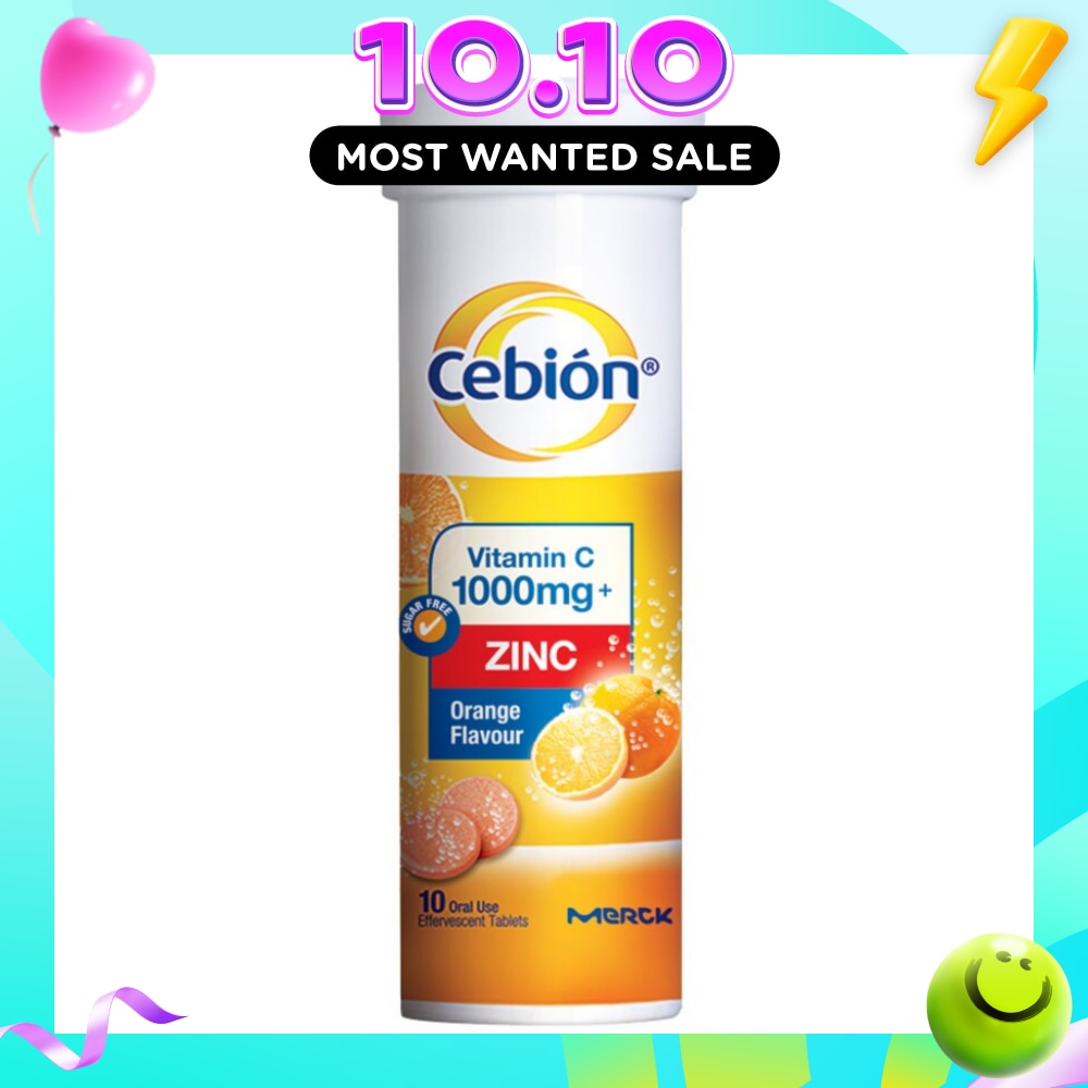 Vitamin C + Zinc 1000mg Effervescent Tablets Orange Flavour 10s image