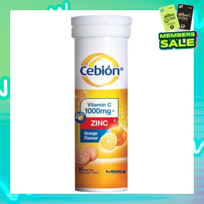 CEBION Vitamin C + Zinc 1000mg Effervescent Tablets Orange Flavour 10s