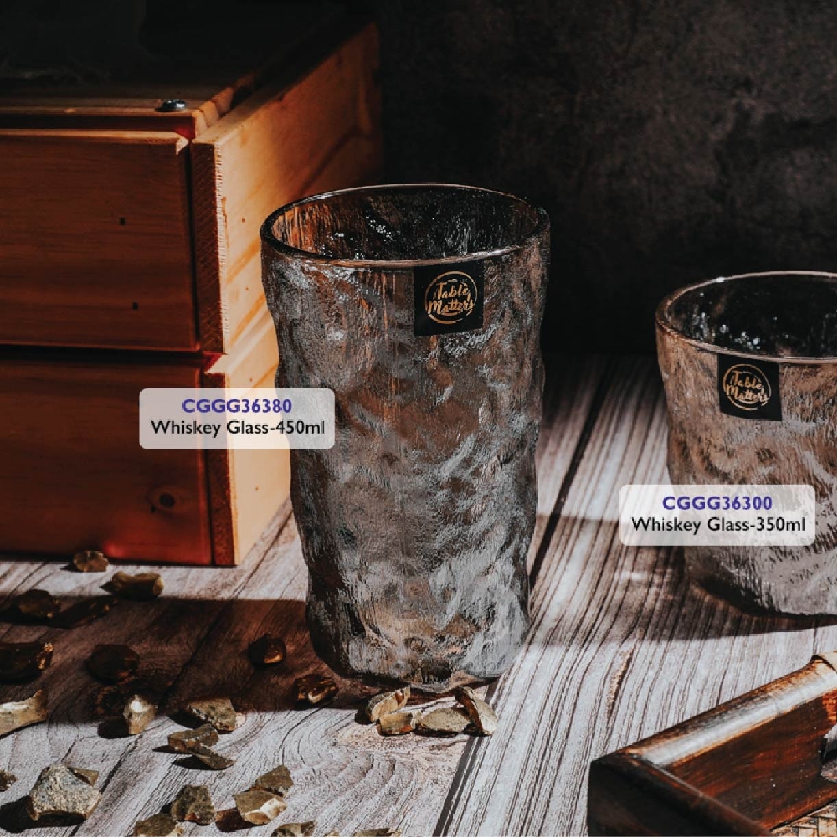 TAIKYU Amber Glacier Whiskey Glass CGGA36300 (High Quality And Lead-Free Glass) 290ml
