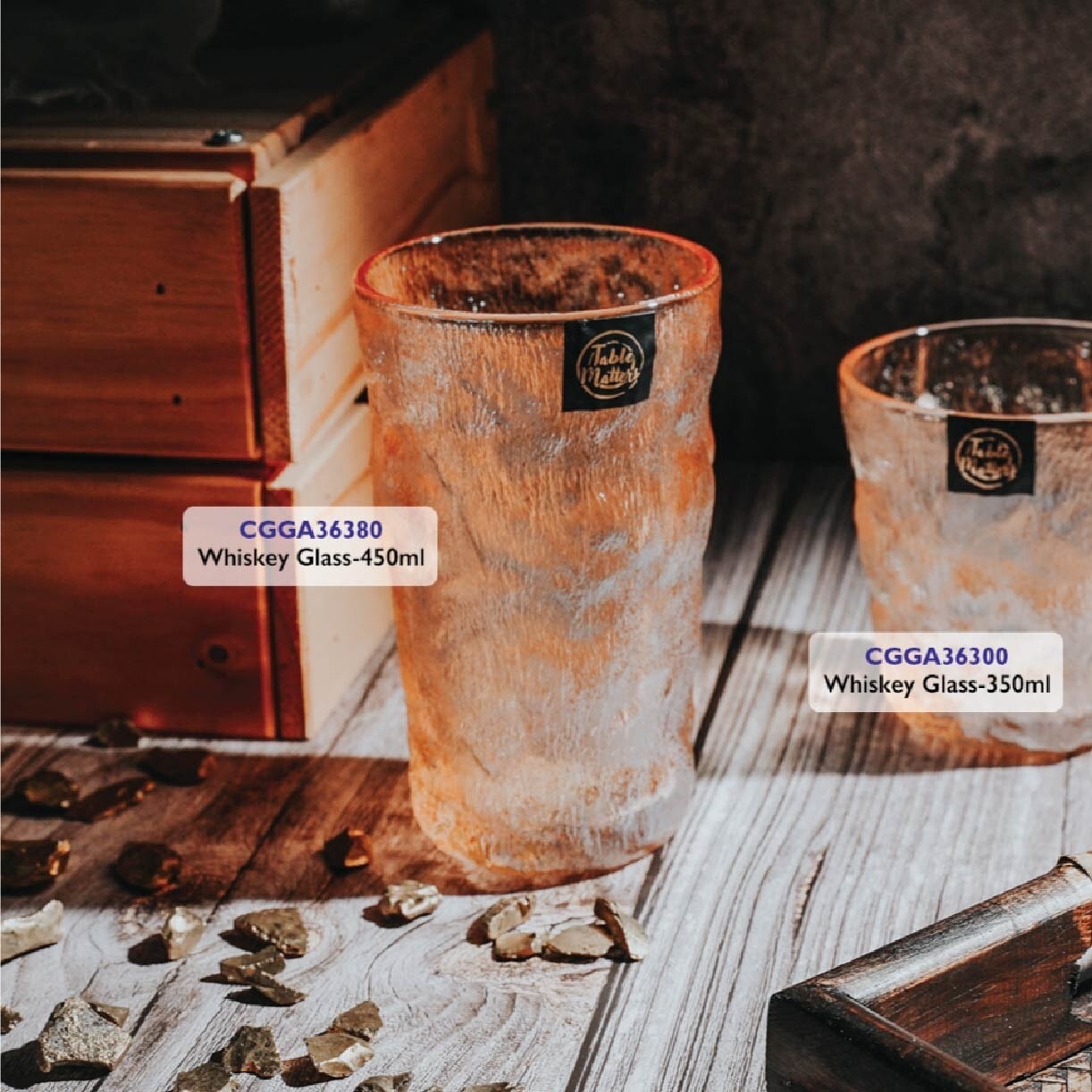 Taikyu Grey Glacier Whiskey Glass 300ml CGGG36300 (Set of 2) 1s