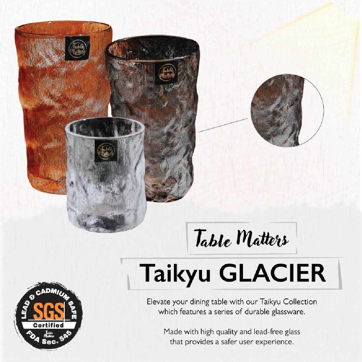 Taikyu Grey Glacier Whiskey Glass 300ml CGGG36300 (Set of 2) 1s
