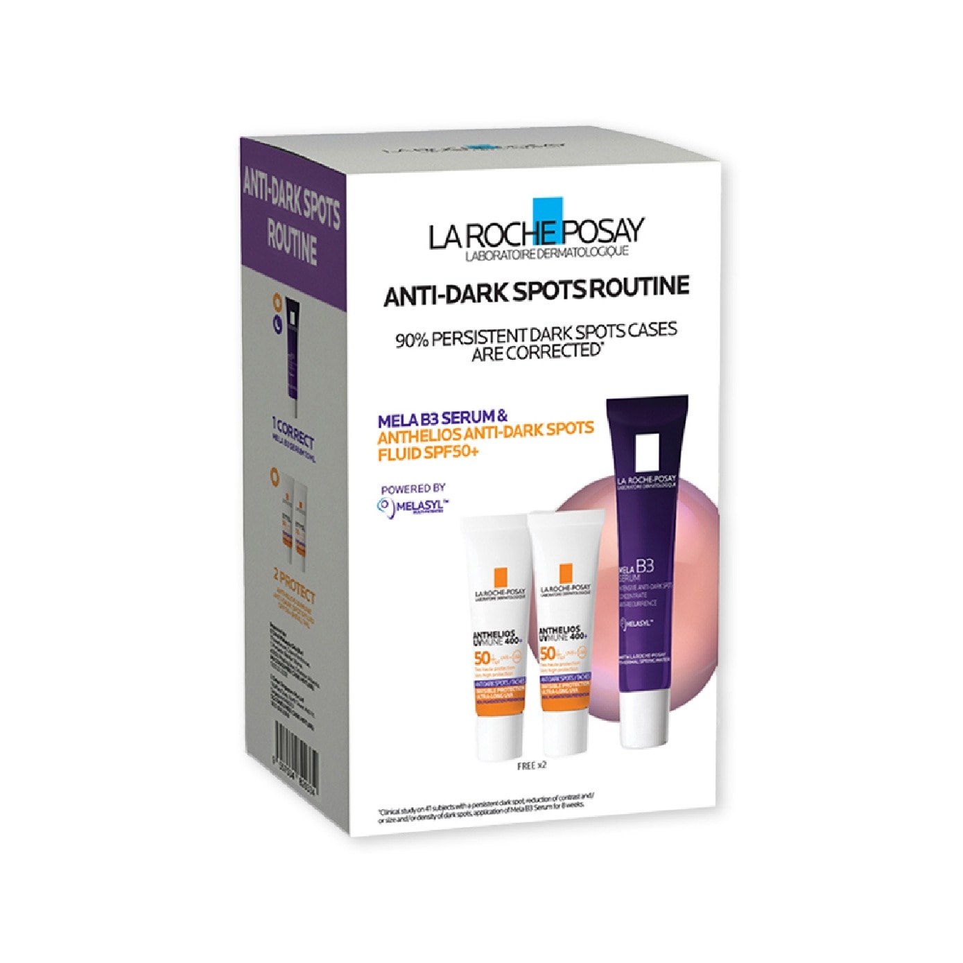 Anti-Dark Spot Routine Kit consists Mela B3 Serum 10ml + Anthelios Anti Darkspot 3ml x 2s
