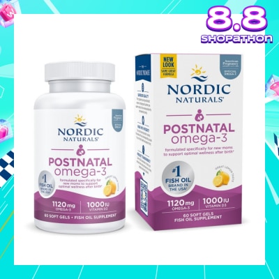 NORDIC NATURALS Post Natal Omega-3 Dietary Supplement Lemon Flavour Softgels (Formulated Specifically for New Moms to Support Optimal Wellness After Birth) 60s