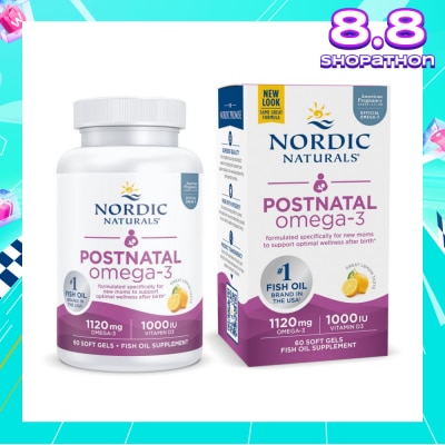NORDIC NATURALS Post Natal Omega-3 Dietary Supplement Lemon Flavour Softgels (Formulated Specifically for New Moms to Support Optimal Wellness After Birth) 60s