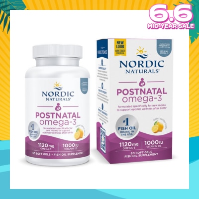 NORDIC NATURALS Post Natal Omega-3 Dietary Supplement Lemon Flavour Softgels (Formulated Specifically for New Moms to Support Optimal Wellness After Birth) 60s