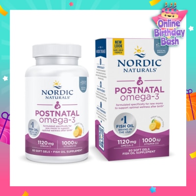 NORDIC NATURALS Post Natal Omega-3 Dietary Supplement Lemon Flavour Softgels (Formulated Specifically for New Moms to Support Optimal Wellness After Birth) 60s