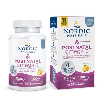 NORDIC NATURALS Post Natal Omega-3 Dietary Supplement Lemon Flavour Softgels (Formulated Specifically for New Moms to Support Optimal Wellness After Birth) 60s