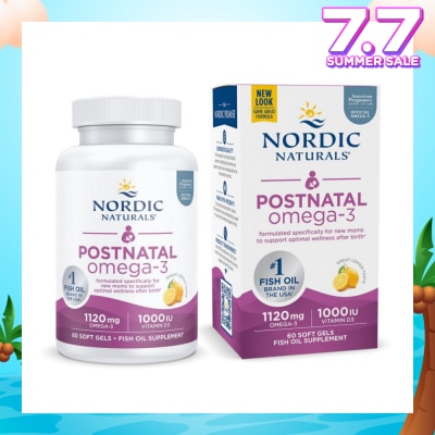 NORDIC NATURALS Post Natal Omega-3 Dietary Supplement Lemon Flavour Softgels (Formulated Specifically for New Moms to Support Optimal Wellness After Birth) 60s