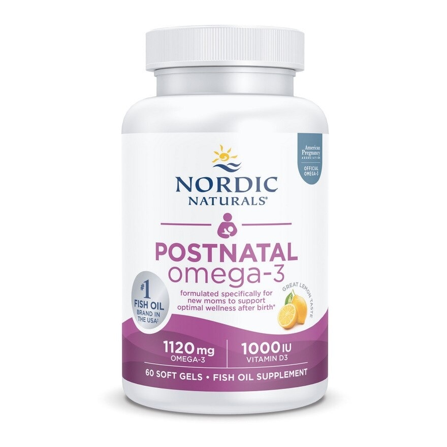 Post Natal Omega-3 Dietary Supplement Lemon Flavour Softgels (Formulated Specifically for New Moms to Support Optimal Wellness After Birth) 60s