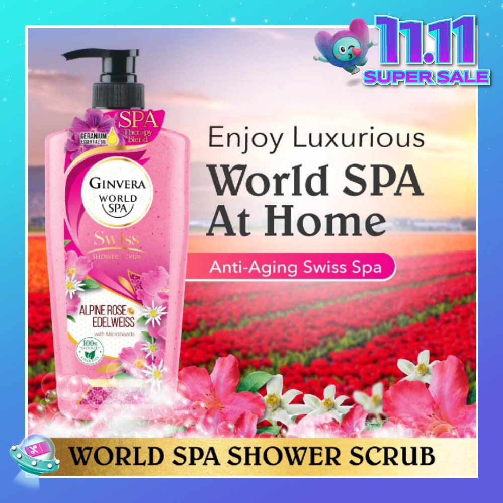 World Spa Swiss Shower Scrub Alpine Rose & Edelweiss 750g