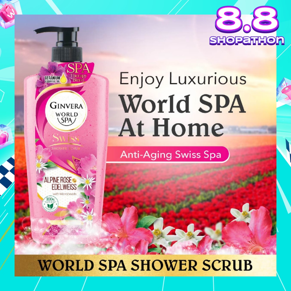 World Spa Swiss Shower Scrub Alpine Rose & Edelweiss 750g