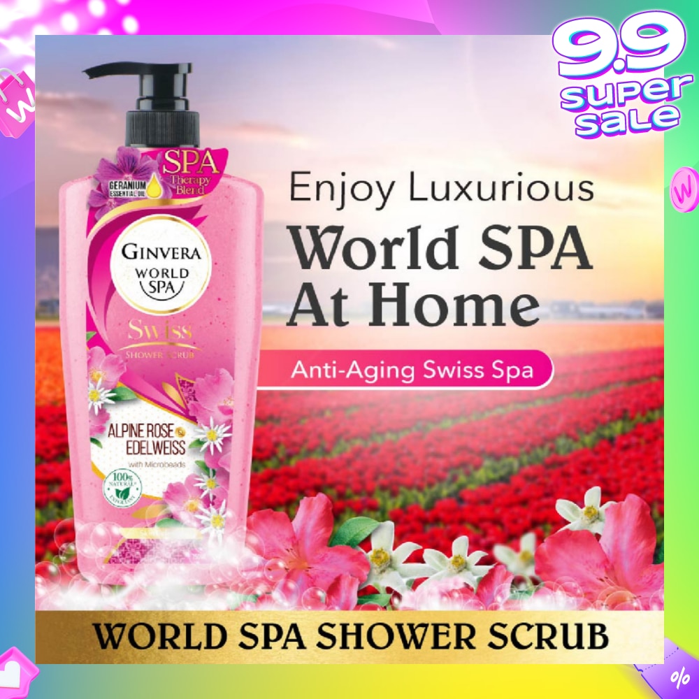 World Spa Swiss Shower Scrub Alpine Rose & Edelweiss 750g