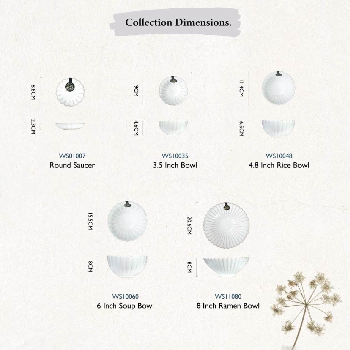 4.8 inch White Scallop Rice bowl WS10048 (Set of 2) 1s