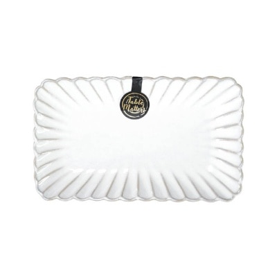 TABLE MATTERS 8 inch Rectangular Plate WS47080 White Scallop 1s