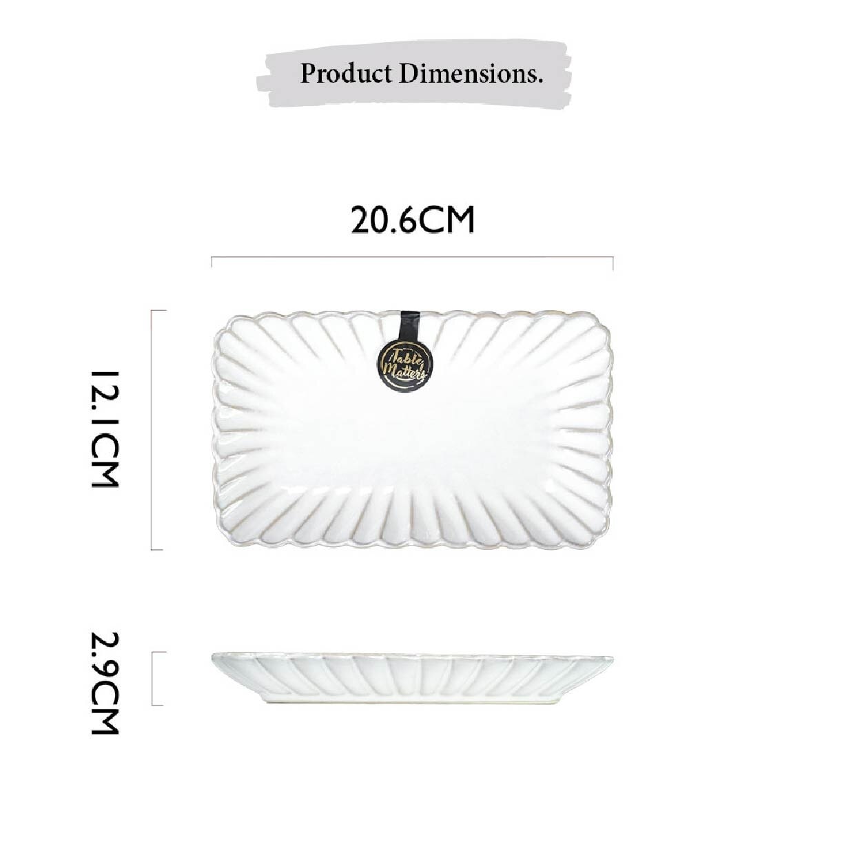 8 inch Rectangular Plate WS47080 White Scallop 1s