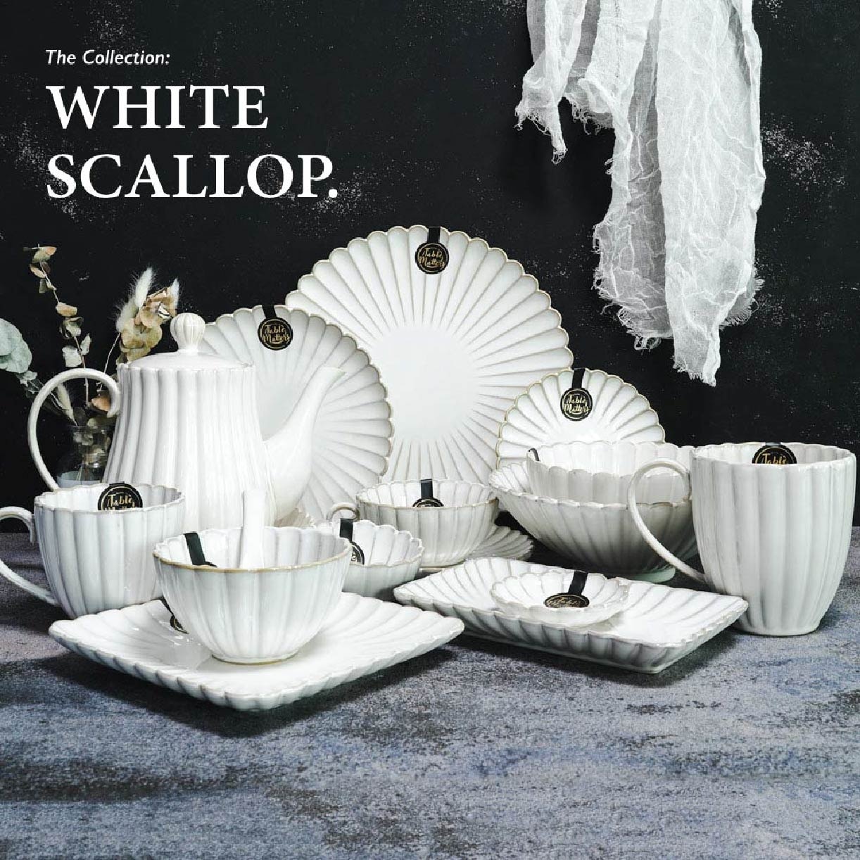 WS30410 White Scallop 410ml Mug