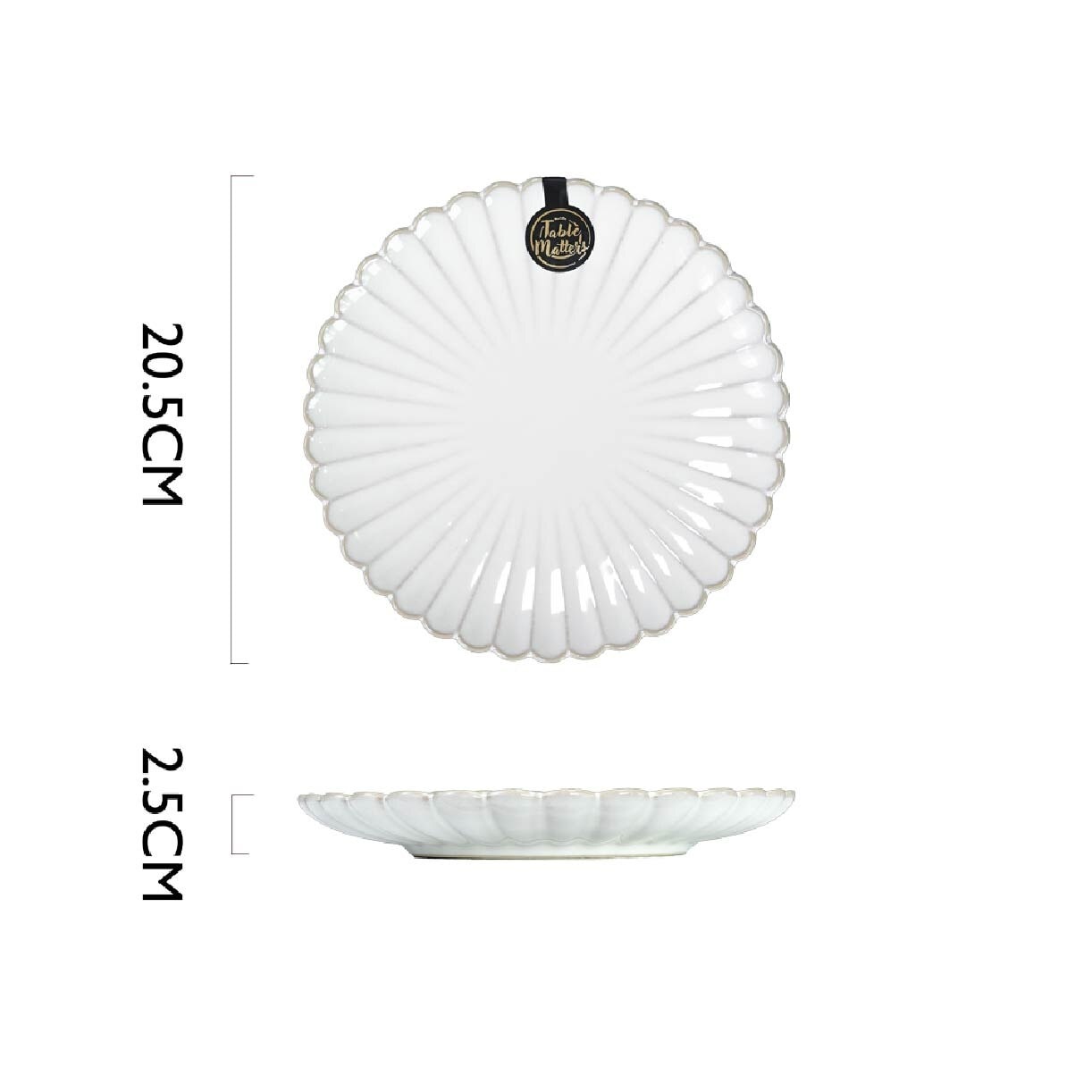 8 inch Rice Plate WS40080 White Scallop 1s