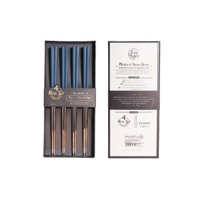 Waltz Stainless Steel Blue Chopstick USBL89004 (Set of 4) 1s