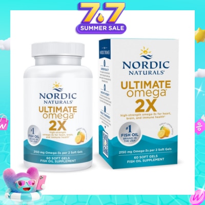 NORDIC NATURALS - Ultimate Omega 2X Omega 3 Fish Oil Softgel Lemon Flavour (For General Wellness Healthy Heart & Eyes) 60s